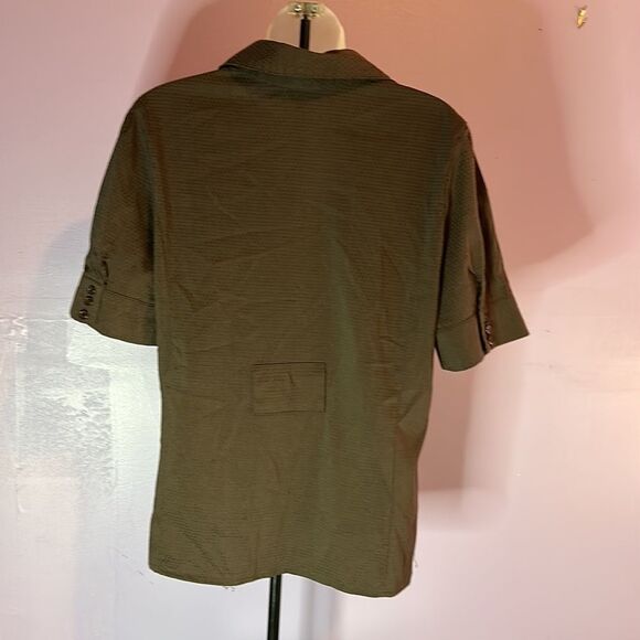 Apt. 9 Women's Essential Shirt Dark Brown Polka Dot Short Sleeve Size L - Picture 2 of 5